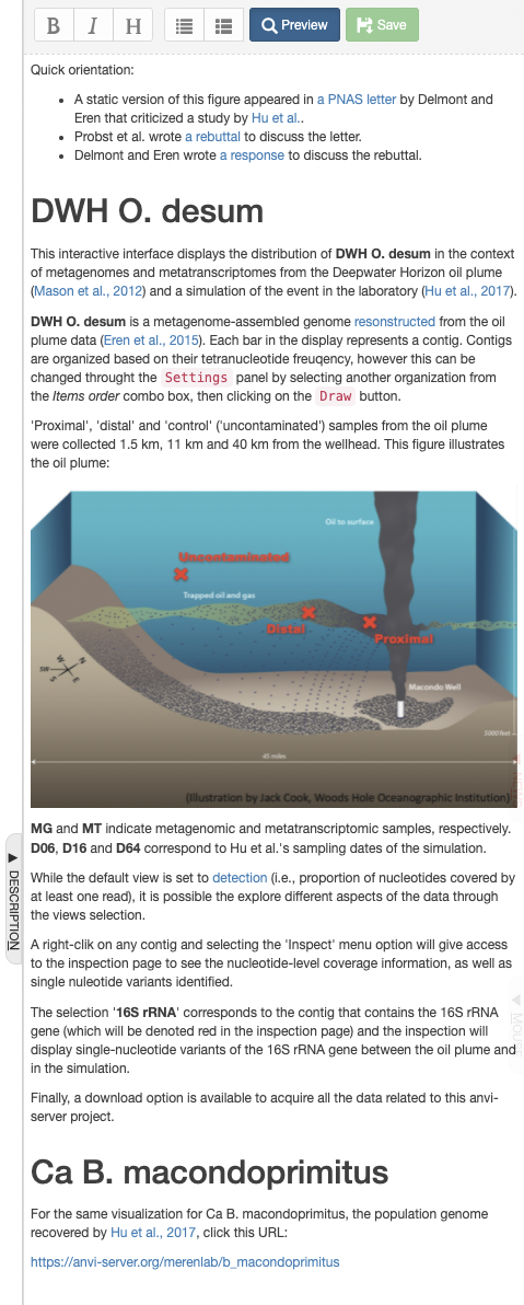 The Description panel in action